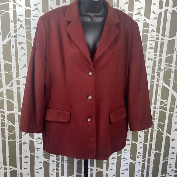L.L. Bean Terracotta Rust Brown Wool Cashmere 3 Button Blazer sz 18R - Picture 1 of 12
